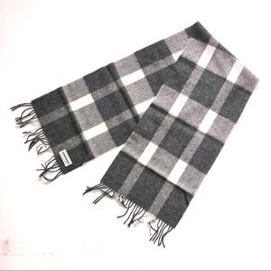 Perry Ellis Grey Plaid Wool Scarf